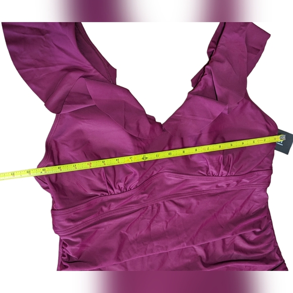 Burgundy Maroon Frill Sleeve One Piece Plus Size 20W NWT - Picture 5 of 8
